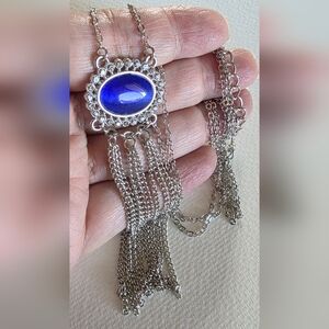 Indigo Blue Stone Tassle Necklace NWOT